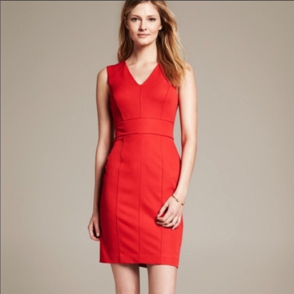 Banana Republic Sloan Dress Red New With Tags 0